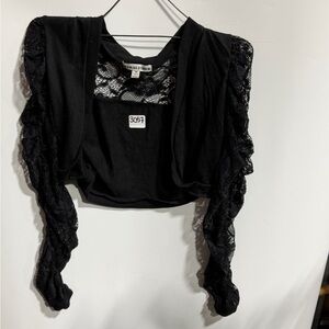 #3057-Moral Fiber Black Lace Cardigan